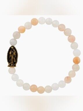 Our Lady Of Guadalupe Rose Quartz Bracelet Zinc Alloy Cottagecore Catholic